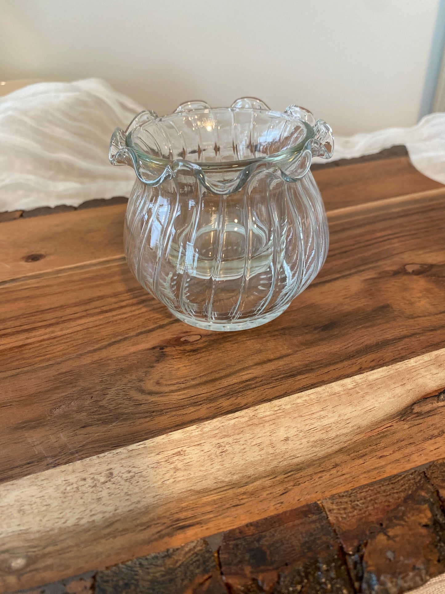 Scalloped Glass Tea Light Holder