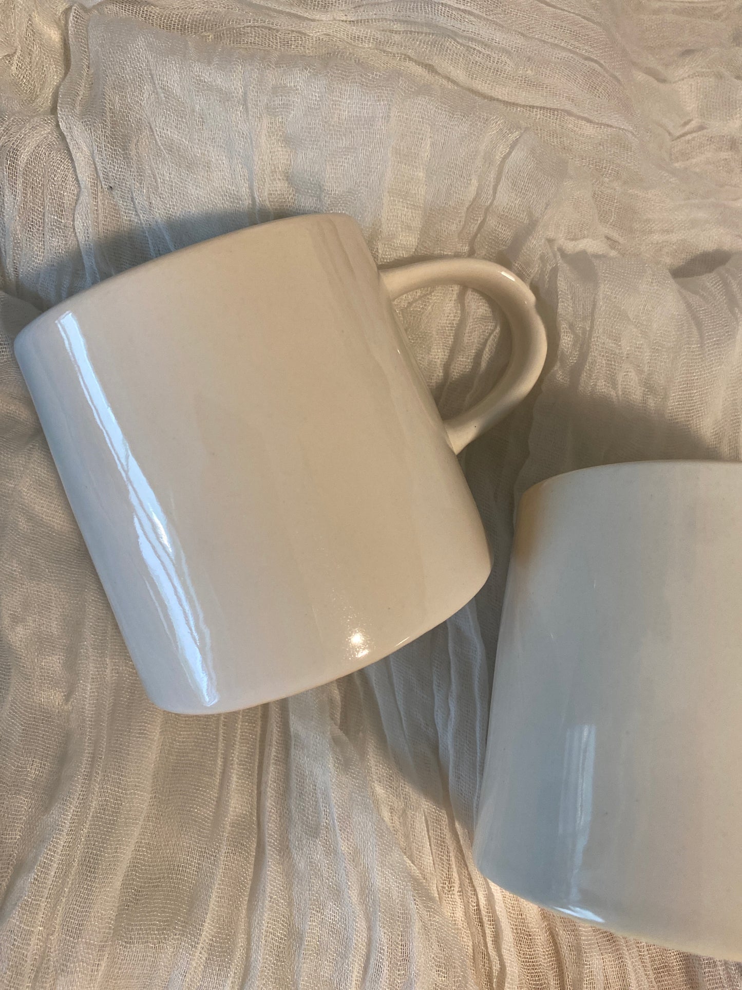 White Ceramic Mug — Set of 2