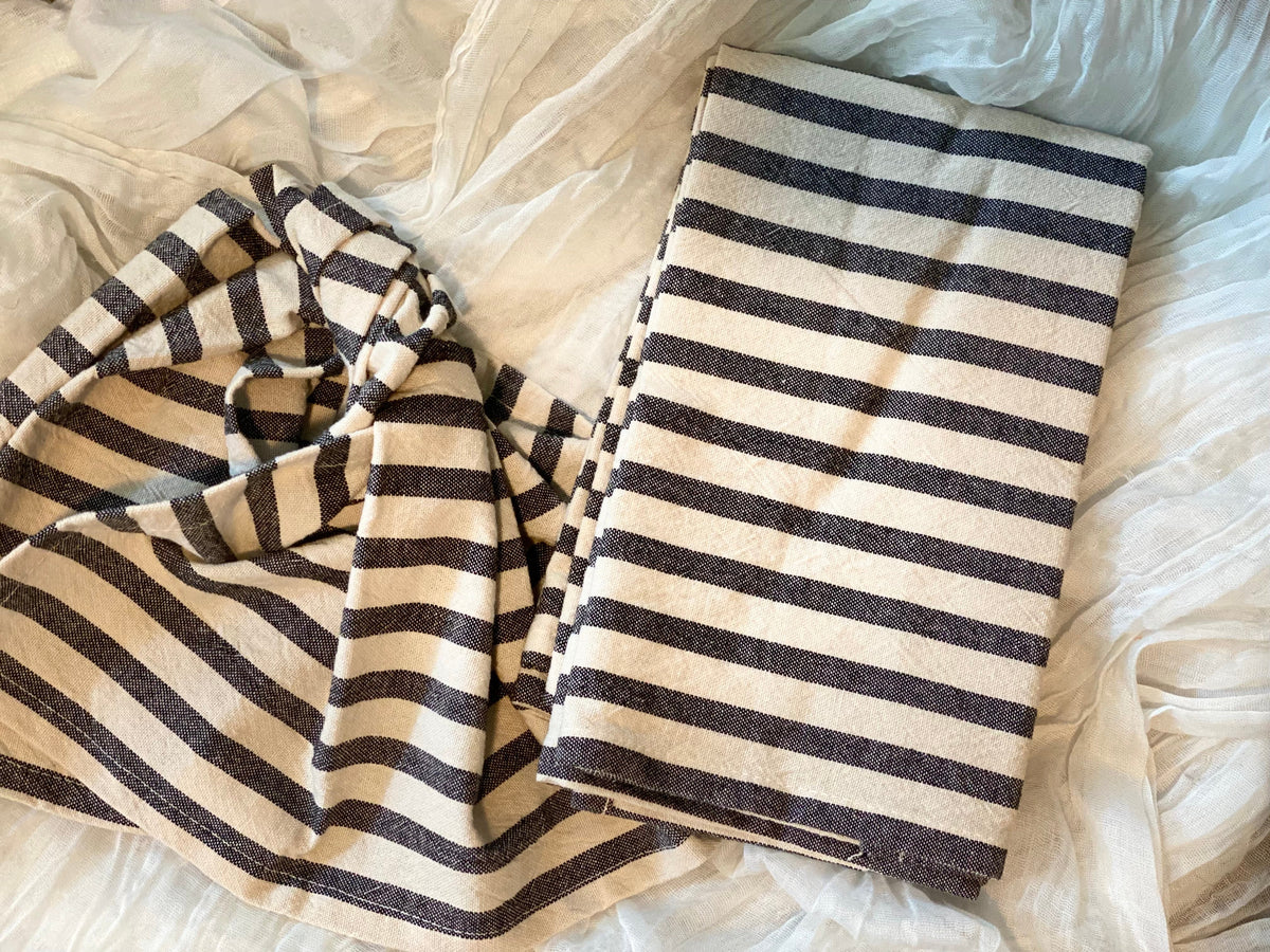 Black Strip Cotton Napkins - Set of 4