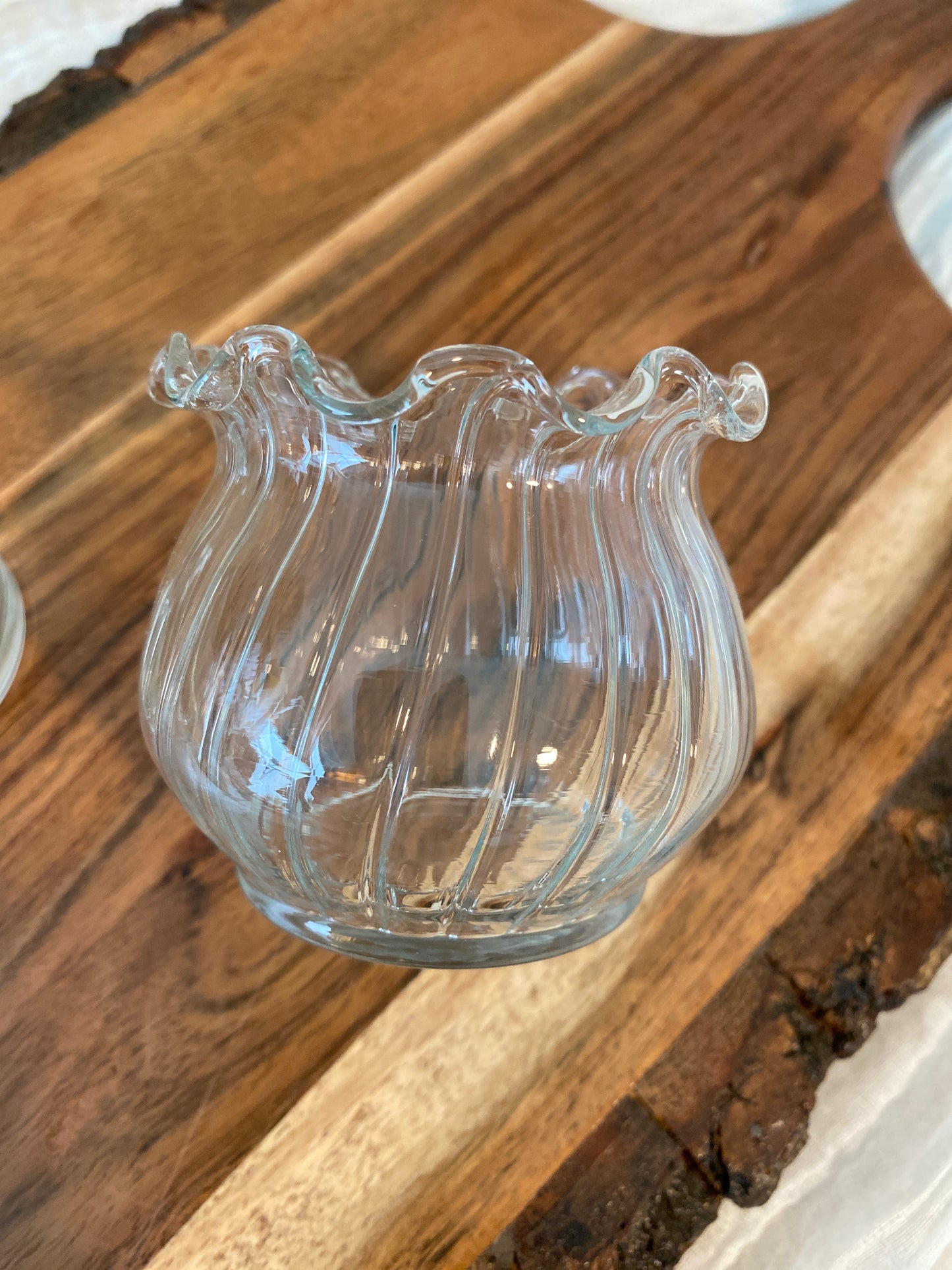 Scalloped Glass Tea Light Holder