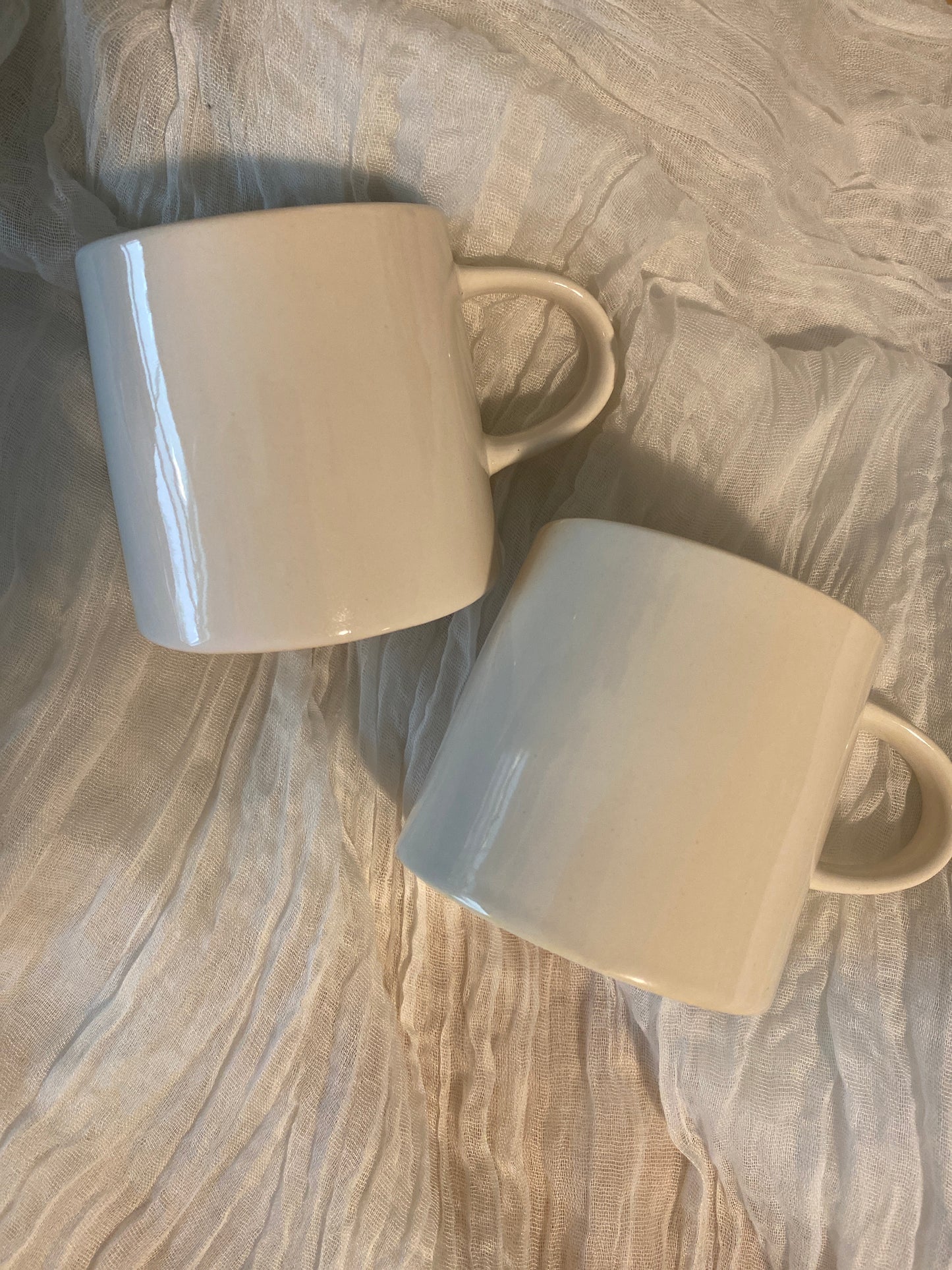 White Ceramic Mug — Set of 2
