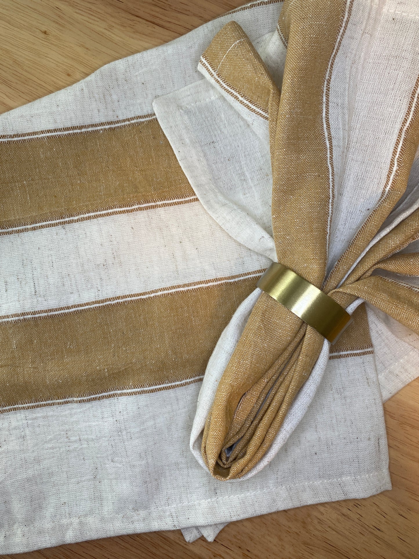 Neutral Striped Table Napkins — Set of 4