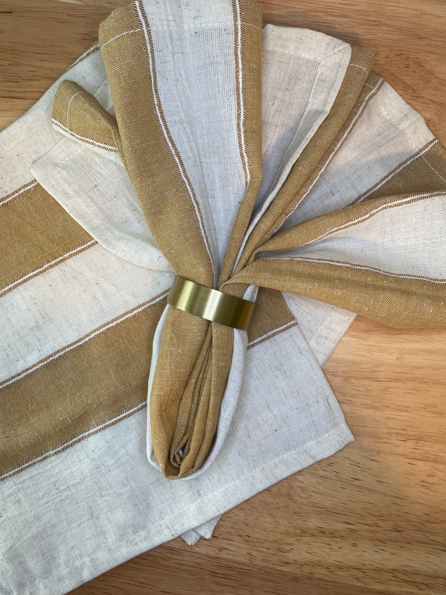Neutral Striped Table Napkins — Set of 4