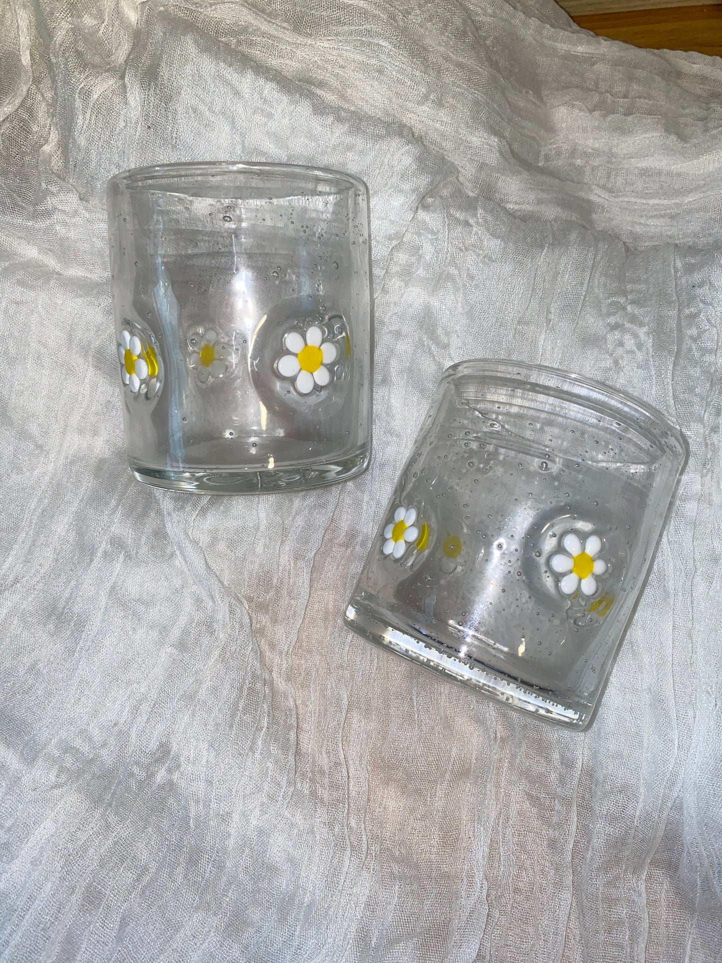 Flower Glass Cup — Set of 2