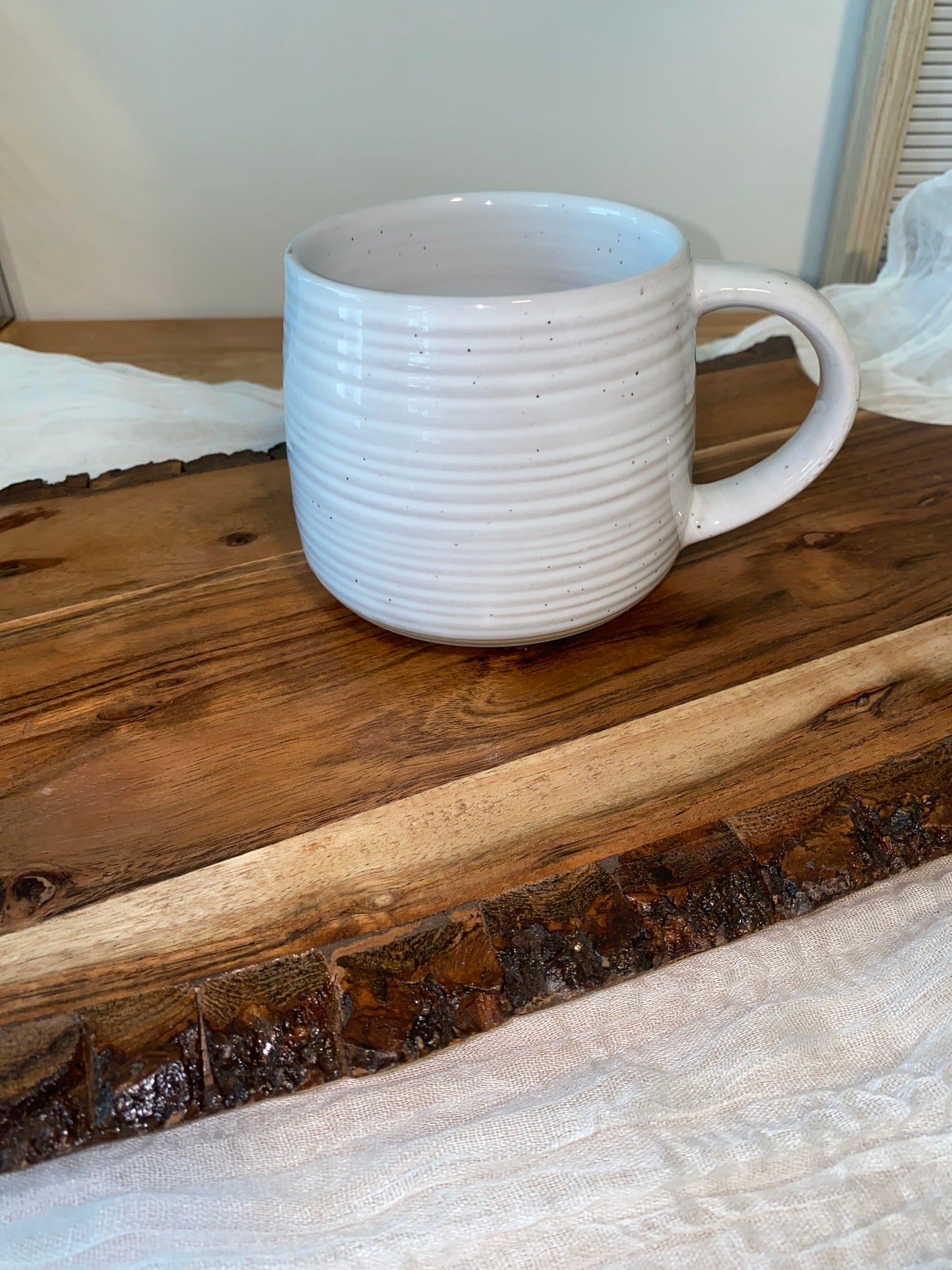 Ribbed Ceramic Coffee Mug