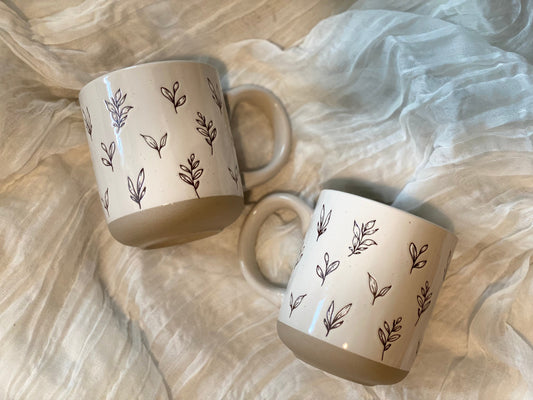 Brown Leaves Stoneware Mug