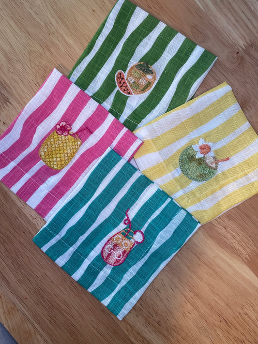 Striped Cocktail napkins — Set of 4